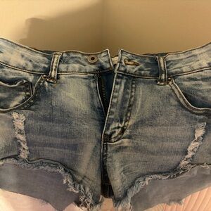 Ocean Drive Light Blue Distressed Jean Shorts